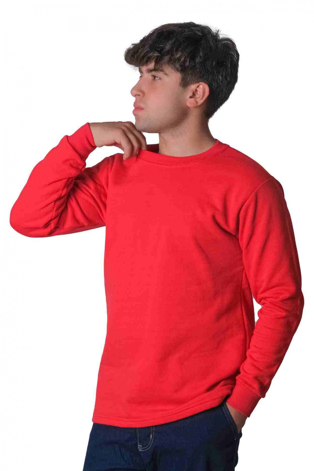 Sıfır Yaka İki İplik Sweatshirt