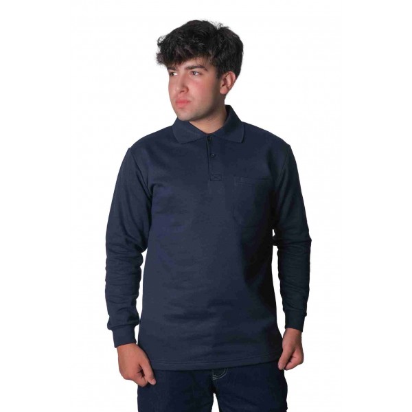 Polo Yaka İki İplik Sweatshirt