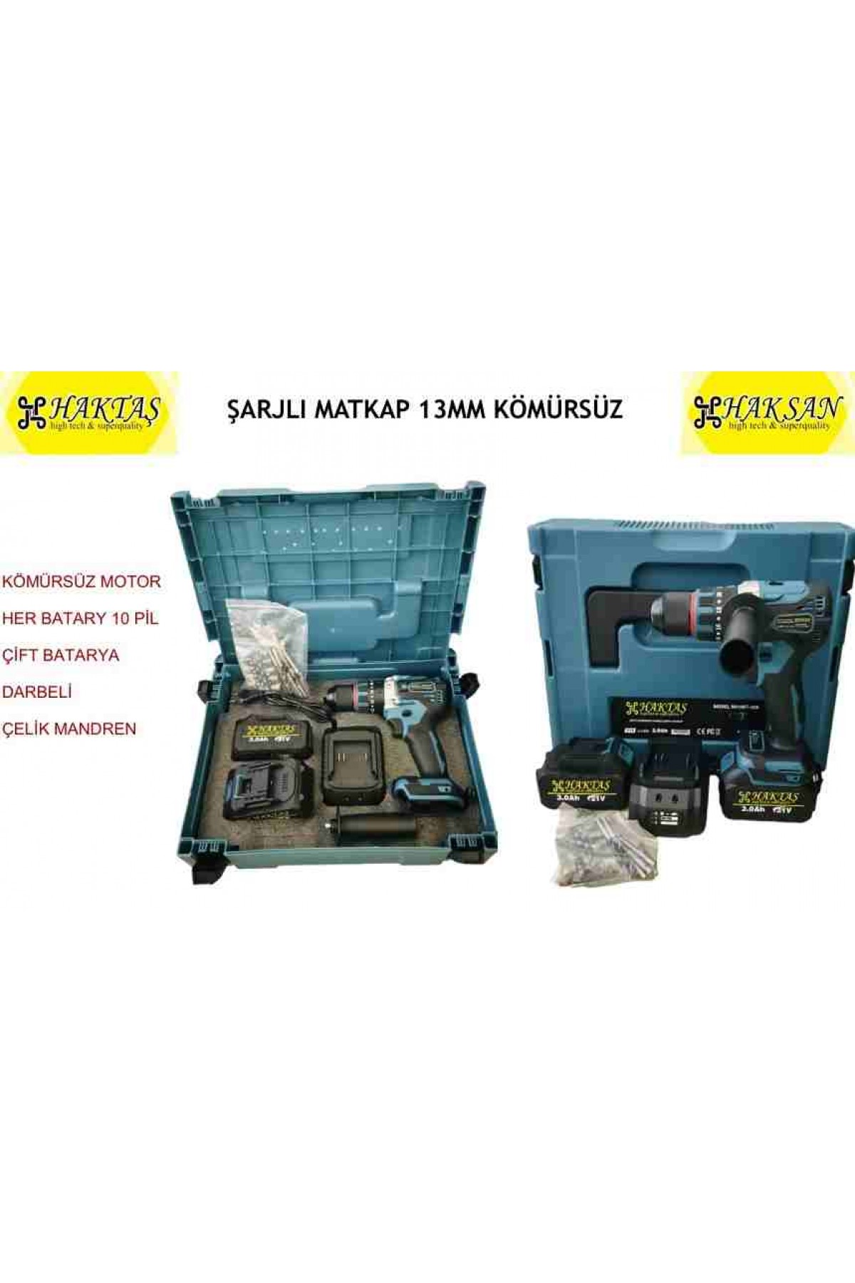 HAKTAŞ SARJLI MATKAP KÖMÜRSÜZ 13MM