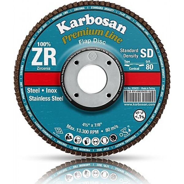 Karbosan zirkonyum  flap disk 180X22.23 inox